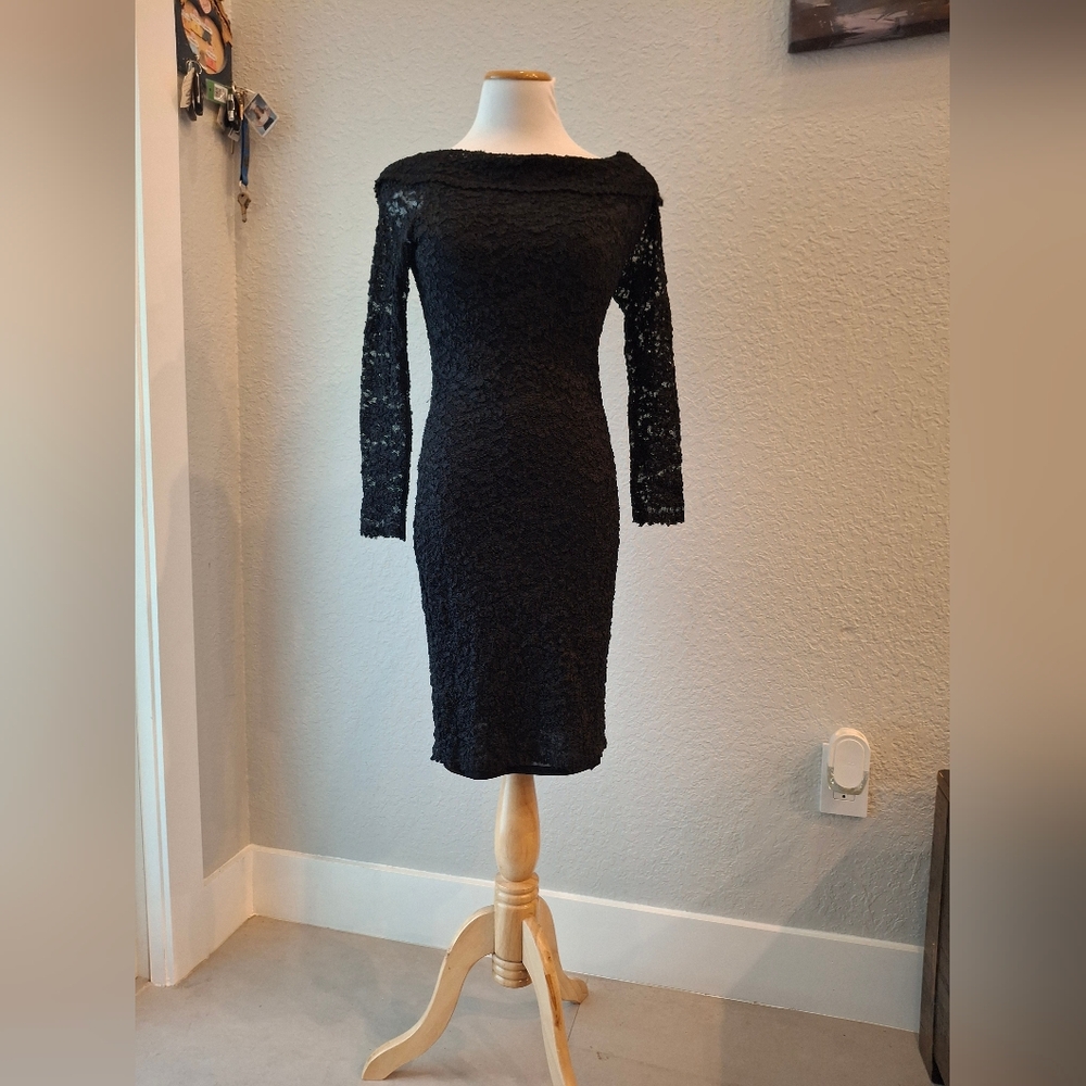 💋SUSAN ROSELLI Elegant Black Lace Dress VINTAGE💋